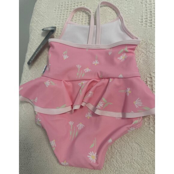 3 for $15 Gerber Infant Girls Pink‎ Daisy Ruffle Swimsuit UPF 50+ 12 Months, NWT - Picture 3 of 6